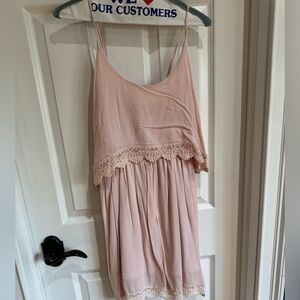 Pink dress with crochet detail